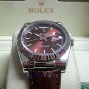 rolex replica daydate white gold charry strip leather orologio replica copia imitazione