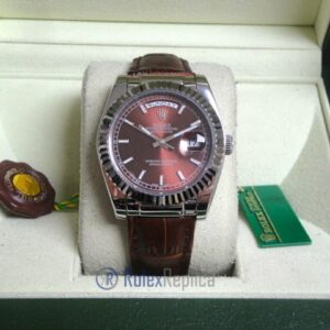 rolex replica daydate white gold charry strip leather orologio replica copia imitazione