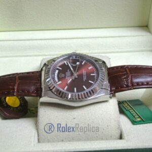 rolex replica daydate white gold charry strip leather orologio replica copia imitazione