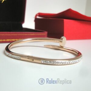 Cartier replica gioiello bracciale juste un clou rose gold pavè diamond
