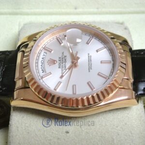 rolex replica daydate rose gold argentèè strip leather orologio replica copia imitazione
