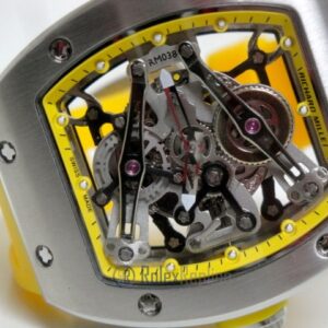 richard mille replica RM038 bubba watson skeletron yellow limited edition strip rubber-b