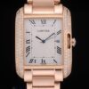 Cartier replica tank americaine rose gold white dial brillantini bezel orologio imitazione perfetta