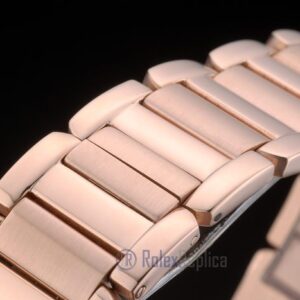 Cartier replica tank americaine rose gold white dial brillantini bezel orologio imitazione perfetta