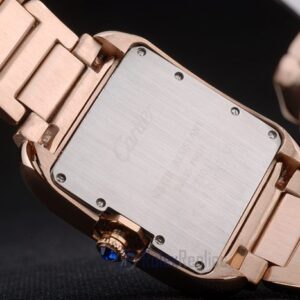 Cartier replica tank americaine rose gold white dial brillantini bezel orologio imitazione perfetta