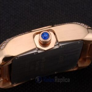 Cartier replica tank americaine rose gold white dial brillantini bezel orologio imitazione perfetta