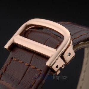 Cartier replica tank americaine rose gold strip leather brown orologio imitazione perfetta