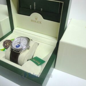 rolex replica cellini moonphase white dial orologio replica cinturino pelle