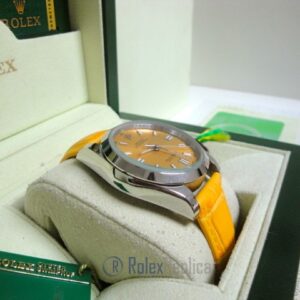 rolex replica datejust acciaio oyster perpetual yellow dial leather orologio imitazione