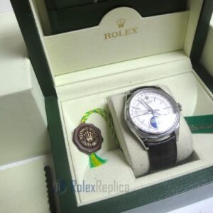 rolex replica cellini moonphase white dial orologio replica cinturino pelle
