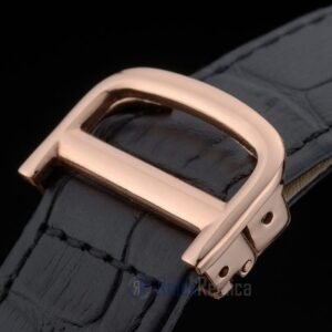 Cartier replica tank americaine rose gold strip leather black orologio imitazione perfetta