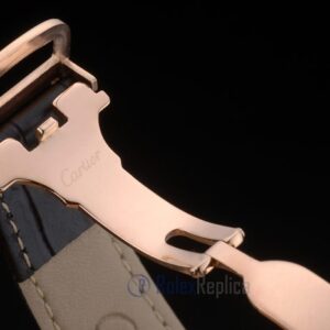 Cartier replica tank americaine rose gold strip leather black orologio imitazione perfetta