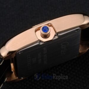 Cartier replica tank americaine rose gold strip leather black orologio imitazione perfetta