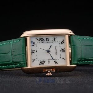 Cartier replica tank americaine rose gold strip leather green orologio imitazione perfetta