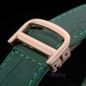 Cartier replica tank americaine rose gold strip leather green orologio imitazione perfetta
