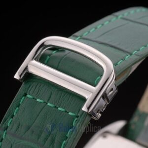 Cartier replica tank americaine acciaio brillantini bezel strip leather green orologio imitazione perfetta