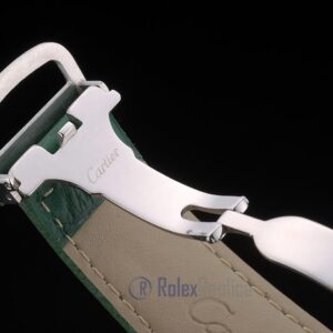 Cartier replica tank americaine acciaio brillantini bezel strip leather green orologio imitazione perfetta