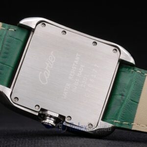 Cartier replica tank americaine acciaio brillantini bezel strip leather green orologio imitazione perfetta
