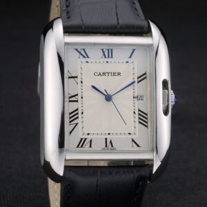 Cartier replica tank americaine acciaio strip leather black orologio imitazione perfetta