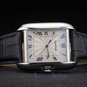 Cartier replica tank americaine acciaio strip leather black orologio imitazione perfetta
