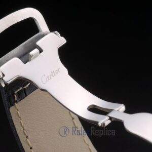 Cartier replica tank americaine acciaio strip leather black orologio imitazione perfetta