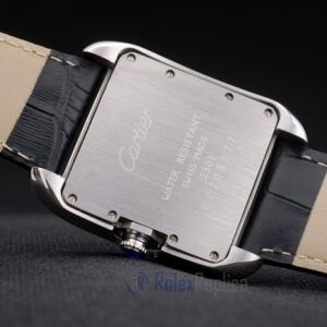 Cartier replica tank americaine acciaio strip leather black orologio imitazione perfetta