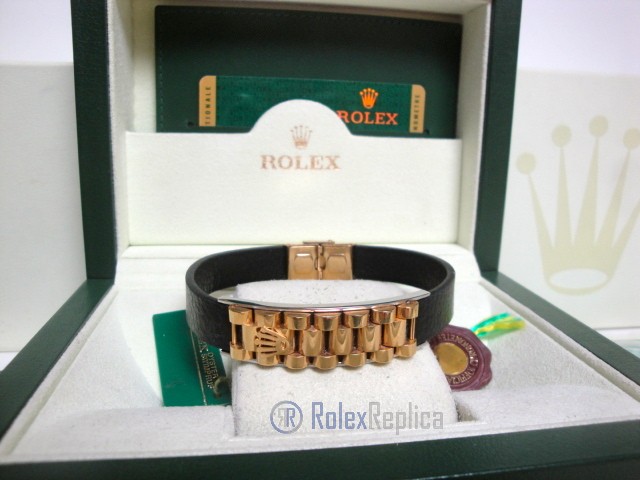 Rolex replica gioielli bracciale jubilèè-style oro giallo-pelle black