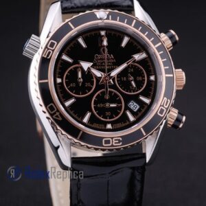 Omega replica seamaster co-axial chrono strip leather black dial imitazione copia