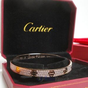 Cartier replica gioiello bracciale love rose gold pavè diamond