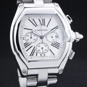 Cartier replica roadster white dial acciaio orologio imitazione perfetta