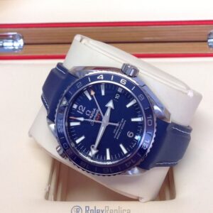Omega replica seamaster planet ocean 43.5mm blue strip leather imitazione copia