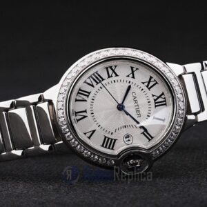 Cartier replica ballon bleu acciaio brillantini bezel white dial orologio imitazione perfetta