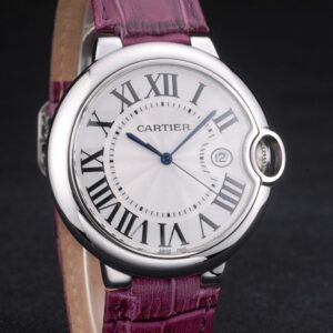 Cartier replica ballon bleu acciaio strip leather violet orologio imitazione perfetta