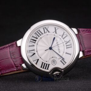Cartier replica ballon bleu acciaio strip leather violet orologio imitazione perfetta