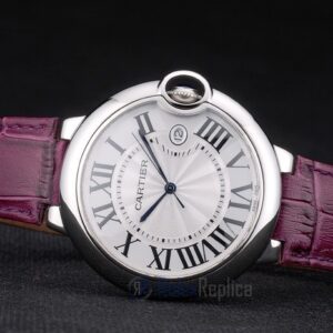 Cartier replica ballon bleu acciaio strip leather violet orologio imitazione perfetta