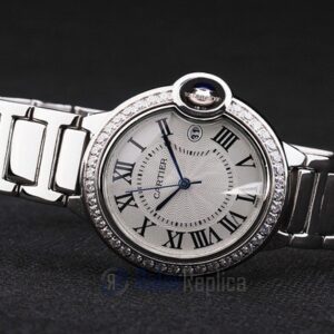 Cartier replica ballon bleu acciaio brillantini bezel white dial orologio imitazione perfetta