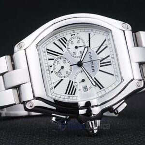 Cartier replica roadster white dial acciaio orologio imitazione perfetta