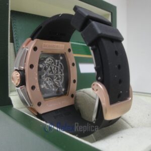 richard mille replica skull nano ceramic skeletron rose gold white dial strip rubber-b