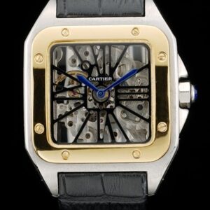 Cartier replica santos skeletron acciaio oro strip leather orologio imitazione perfetta
