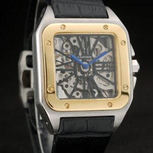 Cartier replica santos skeletron acciaio oro strip leather orologio imitazione perfetta