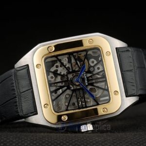 Cartier replica santos skeletron acciaio oro strip leather orologio imitazione perfetta