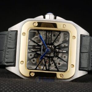 Cartier replica santos skeletron acciaio oro strip leather orologio imitazione perfetta