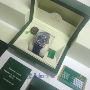 rolex replica daydate white gold blue strip leather orologio replica copia imitazione