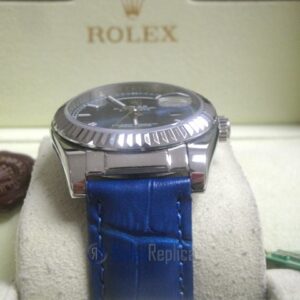 rolex replica daydate white gold blue strip leather orologio replica copia imitazione