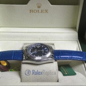 rolex replica daydate white gold blue strip leather orologio replica copia imitazione