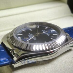 rolex replica daydate white gold blue strip leather orologio replica copia imitazione