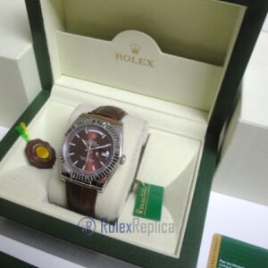 rolex replica daydate white gold charry strip leather orologio replica copia imitazione