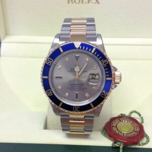 Rolex replica Submariner Date 16613 Bi-Colour Serti blue dial