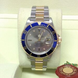 Rolex replica Submariner Date 16613 Bi-Colour Serti blue dial