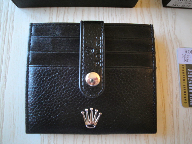 Rolex replica porta credit card in vera pelle con corona e logo rolex